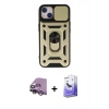 MARSİLYAN™- iPhone 14 Kılıf Ahenk Klasik - Siyah Bilvis 5in1 5D Magic Hayalet Cam Ekran Koruyucu + Raze Metal Kamera Lens - GS