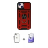 MARSİLYAN™- iPhone 14 Kılıf Ahenk Klasik - Siyah Bilvis 5in1 5D Magic Hayalet Cam Ekran Koruyucu + Shine Kamera Lens - GS