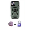 MARSİLYAN™- iPhone 14 Kılıf Ahenk Klasik - Siyah Bilvis 5in1 5D Magic Hayalet Cam Ekran Koruyucu + Raze Metal Kamera Lens - KI