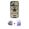 MARSİLYAN™- iPhone 14 Kılıf Ahenk Klasik - Siyah Bilvis 5in1 5D Magic Hayalet Cam Ekran Koruyucu + Raze Metal Kamera Lens - SH