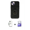 MARSİLYAN™- iPhone 14 Kılıf Ahenk Klasik - Siyah Bilvis 5in1 5D Magic Hayalet Cam Ekran Koruyucu + Shine Kamera Lens - YL