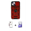 MARSİLYAN™- iPhone 14 Kılıf Ahenk Klasik - Siyah Bilvis 5in1 5D Magic Hayalet Cam Ekran Koruyucu + Shine Kamera Lens - KI