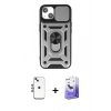 MARSİLYAN™- iPhone 14 Kılıf Ahenk Klasik - Siyah Bilvis 5in1 5D Magic Hayalet Cam Ekran Koruyucu + Shine Kamera Lens - MI