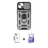 MARSİLYAN™- iPhone 14 Kılıf Ahenk Klasik - Siyah Bilvis 5in1 5D Magic Hayalet Cam Ekran Koruyucu + Shine Kamera Lens - KI