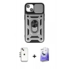 MARSİLYAN™- iPhone 14 Kılıf Ahenk Klasik - Siyah Bilvis 5in1 5D Magic Hayalet Cam Ekran Koruyucu + Shine Kamera Lens - GI