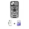 MARSİLYAN™- iPhone 14 Kılıf Ahenk Klasik - Siyah Bilvis 5in1 5D Magic Hayalet Cam Ekran Koruyucu + Shine Kamera Lens - YL