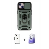 MARSİLYAN™- iPhone 14 Kılıf Ahenk Klasik - Siyah Bilvis 5in1 5D Magic Hayalet Cam Ekran Koruyucu + Shine Kamera Lens - SH