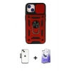 MARSİLYAN™- iPhone 14 Kılıf Ahenk Klasik - Siyah Bilvis 5in1 5D Magic Hayalet Cam Ekran Koruyucu + Shine Kamera Lens - SH