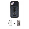 MARSİLYAN™- iPhone 14 Kılıf Ahenk Klasik - Siyah Bilvis Hayalet Cam Ekran Koruyucu + Shine Kamera Lens - GS