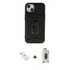 MARSİLYAN™- iPhone 14 Kılıf Ahenk Klasik - Siyah Bilvis Hayalet Cam Ekran Koruyucu + Diamond Kamera Lens - KI