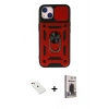 MARSİLYAN™- iPhone 14 Kılıf Ahenk Klasik - Siyah Bilvis Hayalet Cam Ekran Koruyucu + Diamond Kamera Lens - KI
