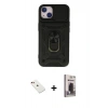 MARSİLYAN™- iPhone 14 Kılıf Ahenk Klasik - Siyah Bilvis Hayalet Cam Ekran Koruyucu + Diamond Kamera Lens - KI