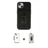 MARSİLYAN™- iPhone 14 Kılıf Ahenk Klasik - Siyah Bilvis Hayalet Cam Ekran Koruyucu + Shine Kamera Lens - MI