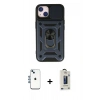 MARSİLYAN™- iPhone 14 Kılıf Ahenk Klasik - Siyah Bilvis Hayalet Cam Ekran Koruyucu + Shine Kamera Lens - MI