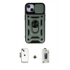 MARSİLYAN™- iPhone 14 Kılıf Ahenk Klasik - Siyah Bilvis Hayalet Cam Ekran Koruyucu + Shine Kamera Lens - SH