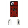 MARSİLYAN™- iPhone 14 Kılıf Ahenk Klasik - Siyah Bilvis Hayalet Cam Ekran Koruyucu + Shine Kamera Lens - SH