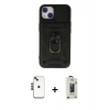 MARSİLYAN™- iPhone 14 Kılıf Ahenk Klasik - Siyah Bilvis Hayalet Cam Ekran Koruyucu + Shine Kamera Lens - SH