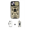 MARSİLYAN™- iPhone 14 Kılıf Ahenk Klasik - Siyah Bilvis Hayalet Cam Ekran Koruyucu + Shine Kamera Lens - SH