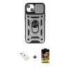 MARSİLYAN™- iPhone 14 Kılıf Ahenk Klasik - Siyah Buffer Cam Ekran Koruyucu + Diamond Kamera Lens - KI