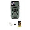 MARSİLYAN™- iPhone 14 Kılıf Ahenk Klasik - Siyah Buffer Cam Ekran Koruyucu + Diamond Kamera Lens - KI