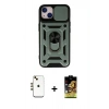 MARSİLYAN™- iPhone 14 Kılıf Ahenk Klasik - Siyah Buffer Cam Ekran Koruyucu + Gold Shine Kamera Lens