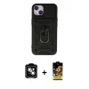 MARSİLYAN™- iPhone 14 Kılıf Ahenk Klasik - Siyah Buffer Cam Ekran Koruyucu + PVD Metal Kamera Lens - GS