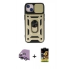 MARSİLYAN™- iPhone 14 Kılıf Ahenk Klasik - Siyah Buffer Cam Ekran Koruyucu + Raze Metal Kamera Lens - GS