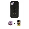 MARSİLYAN™- iPhone 14 Kılıf Ahenk Klasik - Siyah Buffer Cam Ekran Koruyucu + Raze Metal Kamera Lens - KI