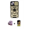 MARSİLYAN™- iPhone 14 Kılıf Ahenk Klasik - Siyah Buffer Cam Ekran Koruyucu + Raze Metal Kamera Lens - KI