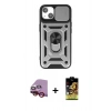 MARSİLYAN™- iPhone 14 Kılıf Ahenk Klasik - Siyah Buffer Cam Ekran Koruyucu + Raze Metal Kamera Lens - KI