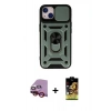 MARSİLYAN™- iPhone 14 Kılıf Ahenk Klasik - Siyah Buffer Cam Ekran Koruyucu + Raze Metal Kamera Lens - KI