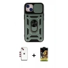MARSİLYAN™- iPhone 14 Kılıf Ahenk Klasik - Siyah Buffer Cam Ekran Koruyucu + Shine Kamera Lens - KI