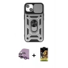 MARSİLYAN™- iPhone 14 Kılıf Ahenk Klasik - Siyah Buffer Cam Ekran Koruyucu + Raze Metal Kamera Lens - MR