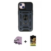 MARSİLYAN™- iPhone 14 Kılıf Ahenk Klasik - Siyah Buffer Cam Ekran Koruyucu + Raze Metal Kamera Lens - MR