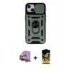 MARSİLYAN™- iPhone 14 Kılıf Ahenk Klasik - Siyah Buffer Cam Ekran Koruyucu + Raze Metal Kamera Lens - MR