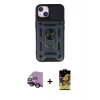 MARSİLYAN™- iPhone 14 Kılıf Ahenk Klasik - Siyah Buffer Cam Ekran Koruyucu + Raze Metal Kamera Lens - SH