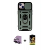 MARSİLYAN™- iPhone 14 Kılıf Ahenk Klasik - Siyah Buffer Cam Ekran Koruyucu + Raze Metal Kamera Lens - SH