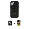 MARSİLYAN™- iPhone 14 Kılıf Ahenk Klasik - Siyah Buffer Cam Ekran Koruyucu + PVD Metal Kamera Lens - TU