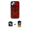 MARSİLYAN™- iPhone 14 Kılıf Ahenk Klasik - Siyah Buffer Cam Ekran Koruyucu + PVD Metal Kamera Lens - YL