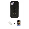 MARSİLYAN™- iPhone 14 Kılıf Ahenk Klasik - Siyah Buffer Hayalet Cam Ekran Koruyucu + Diamond Kamera Lens - KI