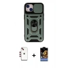 MARSİLYAN™- iPhone 14 Kılıf Ahenk Klasik - Siyah Buffer Hayalet Cam Ekran Koruyucu + Shine Kamera Lens - KI