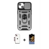 MARSİLYAN™- iPhone 14 Kılıf Ahenk Klasik - Siyah Buffer Hayalet Cam Ekran Koruyucu + Shine Kamera Lens - KI