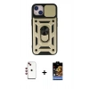 MARSİLYAN™- iPhone 14 Kılıf Ahenk Klasik - Siyah Buffer Hayalet Cam Ekran Koruyucu + Shine Kamera Lens - KI
