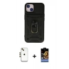MARSİLYAN™- iPhone 14 Kılıf Ahenk Klasik - Siyah Buffer Hayalet Cam Ekran Koruyucu + Shine Kamera Lens - GD