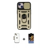 MARSİLYAN™- iPhone 14 Kılıf Ahenk Klasik - Siyah Buffer Hayalet Cam Ekran Koruyucu + Shine Kamera Lens - GD