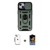 MARSİLYAN™- iPhone 14 Kılıf Ahenk Klasik - Siyah Buffer Hayalet Cam Ekran Koruyucu + Shine Kamera Lens - GI