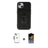 MARSİLYAN™- iPhone 14 Kılıf Ahenk Klasik - Siyah Buffer Hayalet Cam Ekran Koruyucu + Shine Kamera Lens - SH