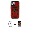 MARSİLYAN™- iPhone 14 Kılıf Ahenk Klasik - Siyah Buffer Hayalet Cam Ekran Koruyucu + Shine Kamera Lens - SH