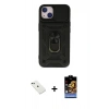 MARSİLYAN™- iPhone 14 Kılıf Ahenk Klasik - Siyah Buffer Hayalet Cam Ekran Koruyucu + Diamond Kamera Lens - YL