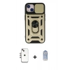 MARSİLYAN™- iPhone 14 Kılıf Ahenk Klasik - Siyah Joko Magic 5D Cam + Gökkuşağı Shine Kamera Lens